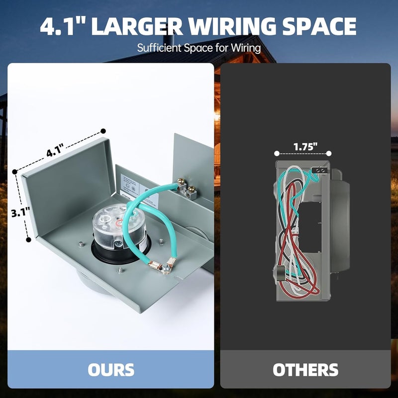 Maxworks 51070 30 Amp Generator Power Inlet Box NEMA L14-30P 4 Prong 125/250V 7500 Watt ETL Certified Pre-Drilled Holes Green Indicator Light Weatherproof Outdoor Use Heavy Duty - Image 4